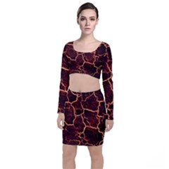 Lava Cracked Background Fire Top And Skirt Sets by Sapixe