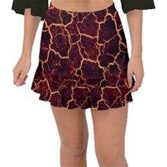 Lava Cracked Background Fire Fishtail Mini Chiffon Skirt by Sapixe