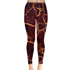 Lava Cracked Background Fire Inside Out Leggings by Sapixe