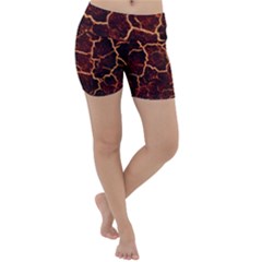 Lava Cracked Background Fire Lightweight Velour Yoga Shorts