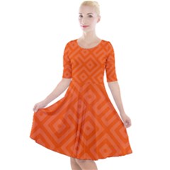 Seamless Pattern Design Tiling Quarter Sleeve A-line Dress