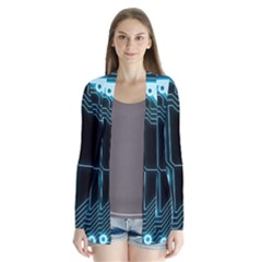 Seamless Repeat Repetitive Drape Collar Cardigan by Sapixe