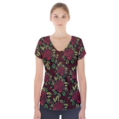 Seamless Tile Background Abstract Short Sleeve Front Detail Top by Sapixe