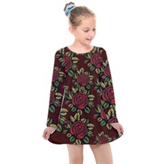 Seamless Tile Background Abstract Kids  Long Sleeve Dress by Sapixe