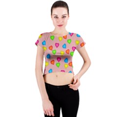 Seamless Tile Background Abstract Crew Neck Crop Top by Sapixe