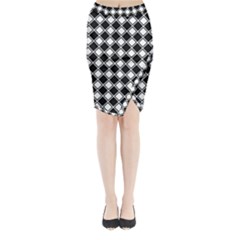 Square Diagonal Pattern Seamless Midi Wrap Pencil Skirt by Sapixe