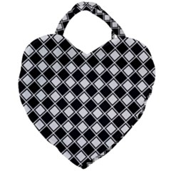 Square Diagonal Pattern Seamless Giant Heart Shaped Tote by Sapixe