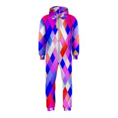 Squares Pattern Geometric Seamless Hooded Jumpsuit (kids) by Sapixe