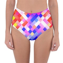 Squares Pattern Geometric Seamless Reversible High-waist Bikini Bottoms by Sapixe