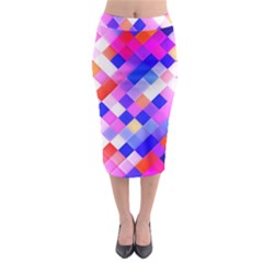 Squares Pattern Geometric Seamless Midi Pencil Skirt by Sapixe