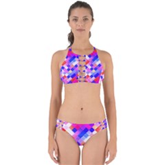 Squares Pattern Geometric Seamless Perfectly Cut Out Bikini Set by Sapixe