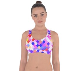 Squares Pattern Geometric Seamless Cross String Back Sports Bra by Sapixe