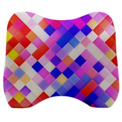 Squares Pattern Geometric Seamless Velour Head Support Cushion by Sapixe