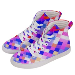 Squares Pattern Geometric Seamless Women s Hi-top Skate Sneakers by Sapixe