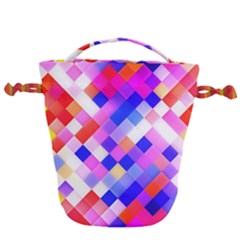 Squares Pattern Geometric Seamless Drawstring Bucket Bag