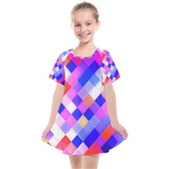 Squares Pattern Geometric Seamless Kids  Smock Dress