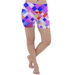 Squares Pattern Geometric Seamless Lightweight Velour Yoga Shorts