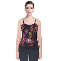 Stars Background Pattern Seamless Velvet Spaghetti Strap Top by Sapixe