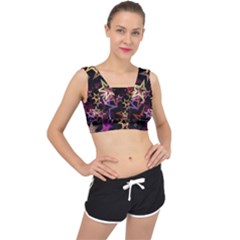 Stars Background Pattern Seamless V-back Sports Bra by Sapixe