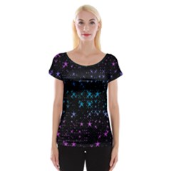 Stars Pattern Seamless Design Cap Sleeve Top by Sapixe