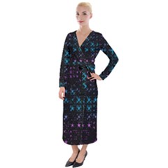 Stars Pattern Seamless Design Velvet Maxi Wrap Dress