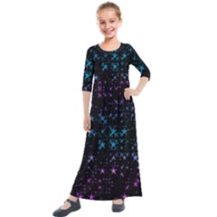 Stars Pattern Seamless Design Kids  Quarter Sleeve Maxi Dress by Sapixe