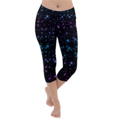 Stars Pattern Seamless Design Lightweight Velour Capri Yoga Leggings