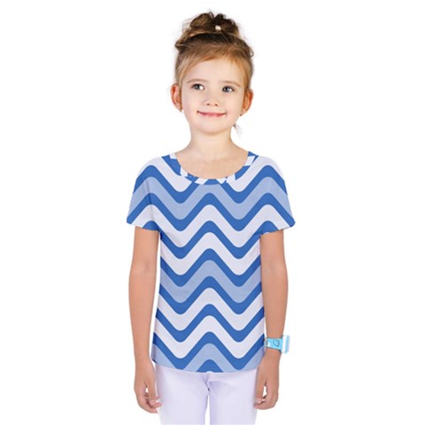 Waves Wavy Lines Pattern Design Kids  One Piece Tee by Sapixe