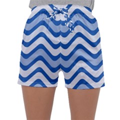 Waves Wavy Lines Pattern Design Sleepwear Shorts by Sapixe