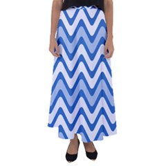 Waves Wavy Lines Pattern Design Flared Maxi Skirt by Sapixe