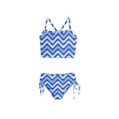 Waves Wavy Lines Pattern Design Girls  Tankini Swimsuit by Sapixe