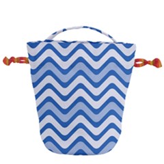 Waves Wavy Lines Pattern Design Drawstring Bucket Bag by Sapixe