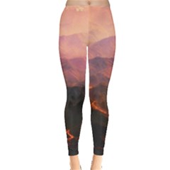 Volcanoes Magma Lava Mountains Leggings  by Sapixe