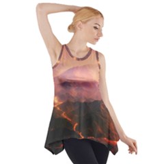 Volcanoes Magma Lava Mountains Side Drop Tank Tunic by Sapixe