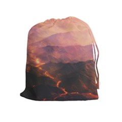 Volcanoes Magma Lava Mountains Drawstring Pouch (xl) by Sapixe