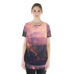 Volcanoes Magma Lava Mountains Skirt Hem Sports Top by Sapixe