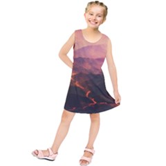 Volcanoes Magma Lava Mountains Kids  Tunic Dress by Sapixe