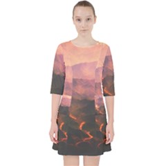 Volcanoes Magma Lava Mountains Pocket Dress by Sapixe