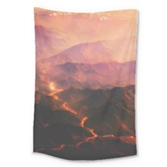 Volcanoes Magma Lava Mountains Large Tapestry by Sapixe