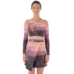 Volcanoes Magma Lava Mountains Off Shoulder Top With Skirt Set by Sapixe