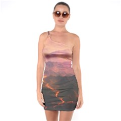 Volcanoes Magma Lava Mountains One Soulder Bodycon Dress by Sapixe