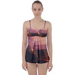 Volcanoes Magma Lava Mountains Babydoll Tankini Set by Sapixe