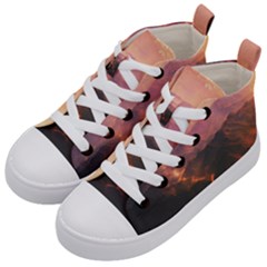 Volcanoes Magma Lava Mountains Kid s Mid-top Canvas Sneakers by Sapixe