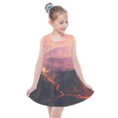 Volcanoes Magma Lava Mountains Kids  Summer Dress by Sapixe