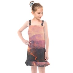 Volcanoes Magma Lava Mountains Kids  Overall Dress by Sapixe