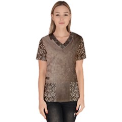 Wordsworth Grey Mix Women s V-neck Scrub Top by DeneWestUK