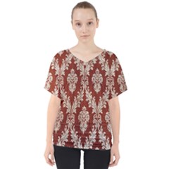 Chorley Weave Brown V-neck Dolman Drape Top by DeneWestUK