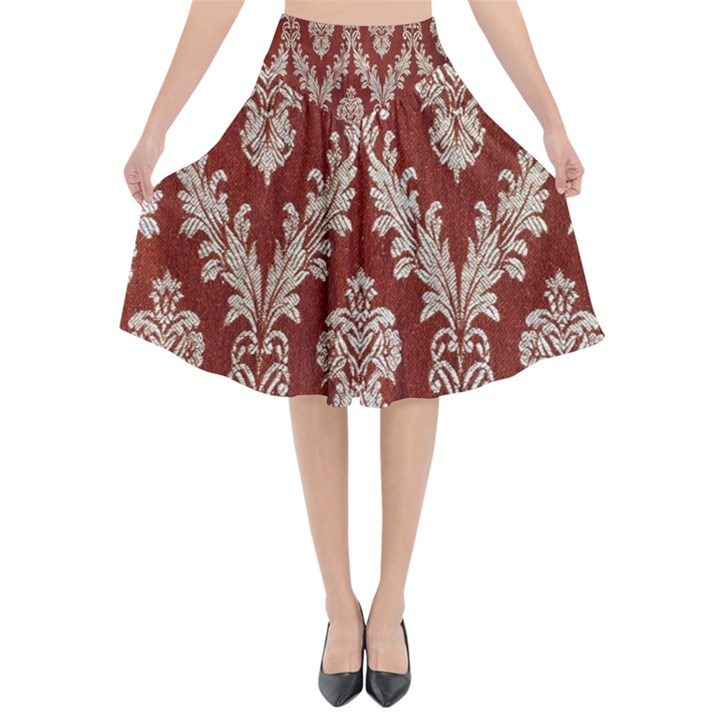 Chorley Weave Brown Flared Midi Skirt