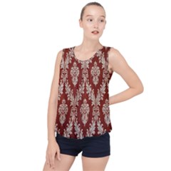 Chorley Weave Brown Bubble Hem Chiffon Tank Top