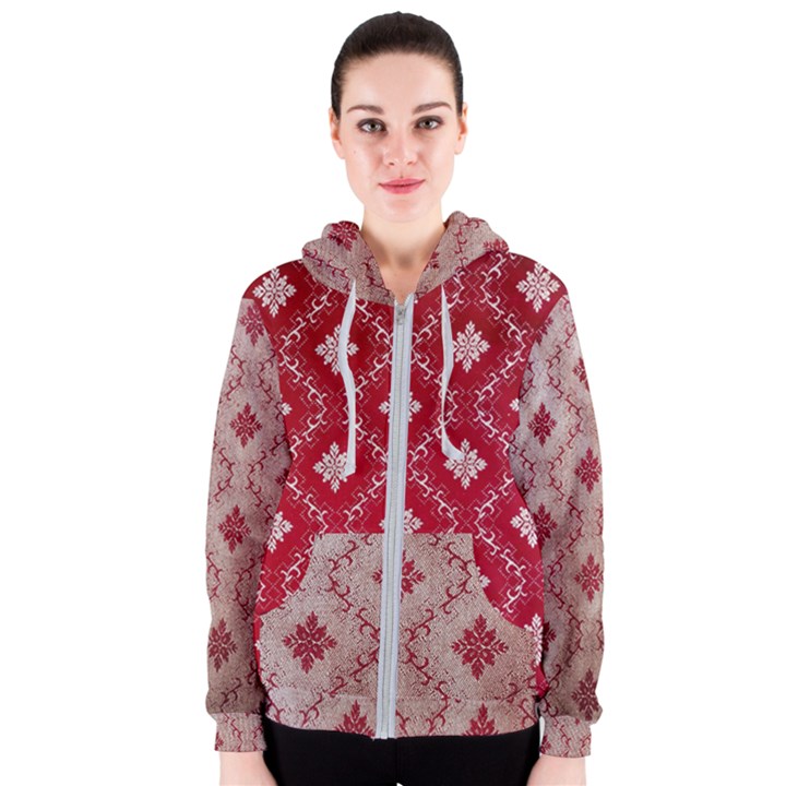 Chorley Weave Red Women s Zipper Hoodie